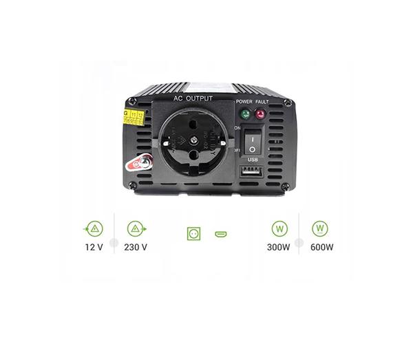 Inversor de corriente para coche 24V a 230V 300W / 600W / INV02DE - Imagen 8