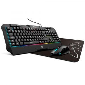 Combo Teclado + Raton + Alfombrilla Gaming Krom Kunai / RGB / 7200Dpi / Negro NXKROMKUNAI