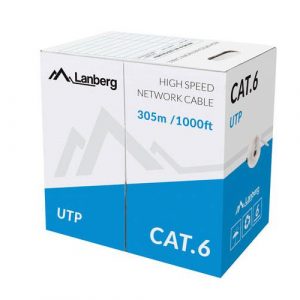 Bobina 305 metros interior Cat.6 UTP Rigido / Gris / Lanberg  LCU6-10CC-0305-S