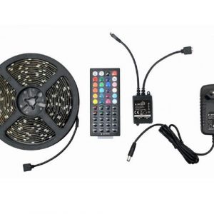 Tira de Luces LED / 5 metros / RGB / Control remoto / Resistencia al agua Ip65 / Incluye alimentador / Gembird / Led-s-rgb500-01