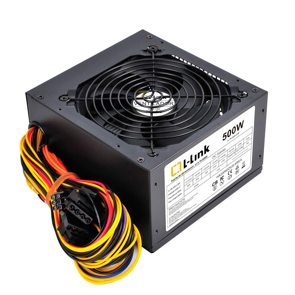 Fuente alimentacion ATX 500w L-Link Negra / Fan 12cm / Incluye cable de Alimentacion / LL-PS-500-CAB