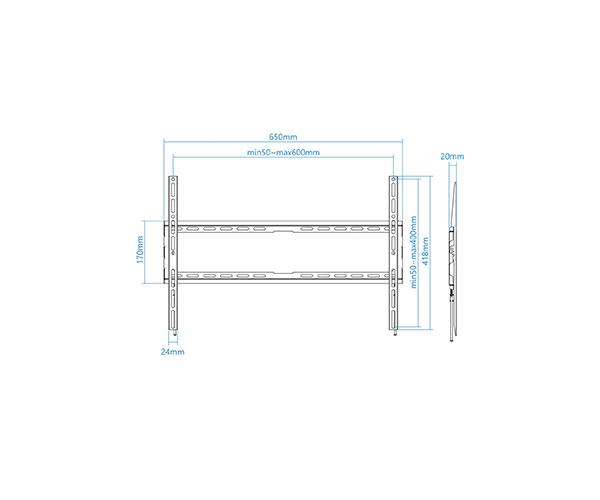 Soporte Tv de 37 a 80" / Max 45Kg. / Vesa 600x400 / Negro / Tooq LP1080F-B" - Imagen 3