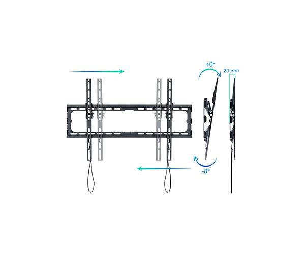 Soporte Tv de 37 a 80" / Inclinable / Max 45Kg. / Vesa 600x400 / -8º / Negro / Tooq LP1081T-B" - Imagen 2
