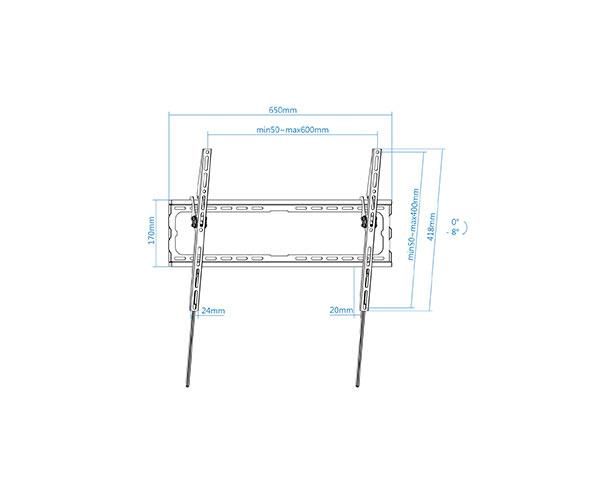 Soporte Tv de 37 a 80" / Inclinable / Max 45Kg. / Vesa 600x400 / -8º / Negro / Tooq LP1081T-B" - Imagen 3