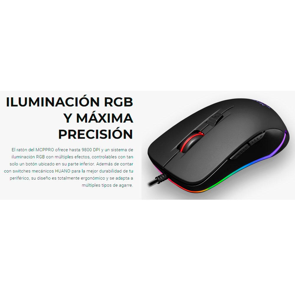 Raton Rgb + Alfombrilla XL + Auriculares 7.1 Mars Gaming MCPPRO / 9800 Dpi / Super Bass 50mm / Negro - Imagen 3