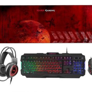 Combo Teclado Rgb + Raton Rgb Flow Mars Gaming MCPRGB2 / Alfombrilla XXL + Headset Rgb 50mm