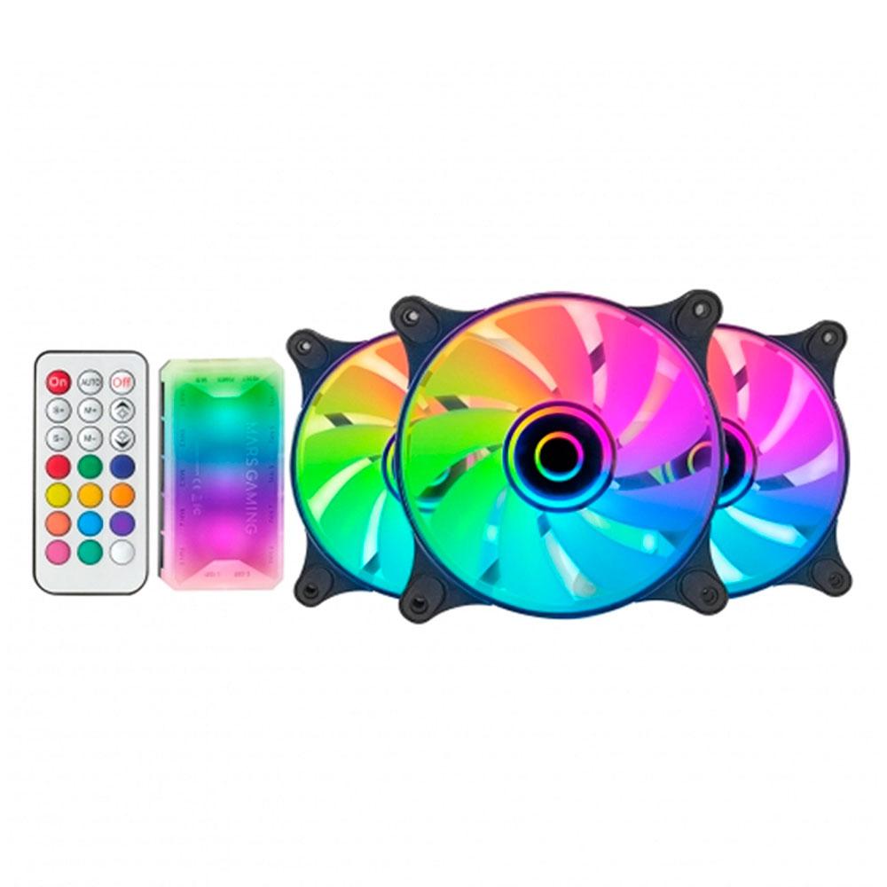 ÷ Kit 3xventilador interno argb mars gaming mf-3d kit black 12x12cm argb efecto espejo infinito - Imagen 2