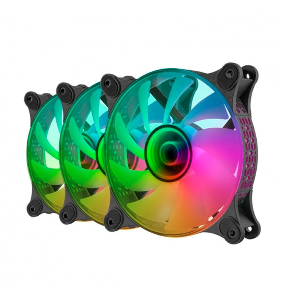 ÷ Kit 3xventilador interno argb mars gaming mf-3d kit black 12x12cm argb efecto espejo infinito - Imagen 3