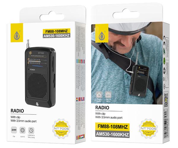 Radio portatil Am-Fm con Antena NT7005 / Altavoz externo / Jack 3.5mm / Negro / One+ - Imagen 2