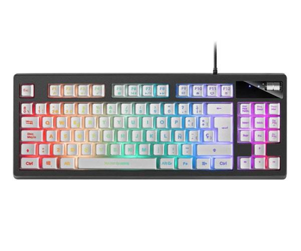 ÷ Teclado h-mecanico compacto tkl mars gaming mkaxes botones color white estructura black boton roller - Imagen 3