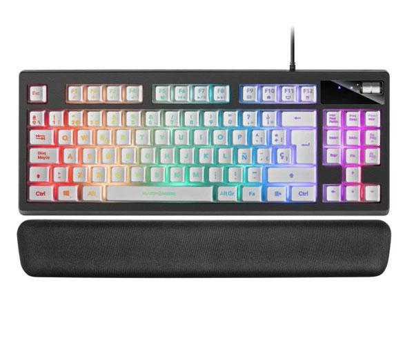 ÷ Teclado h-mecanico compacto tkl mars gaming mkaxes botones color white estructura black boton roller