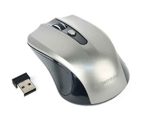 Raton óptico inalambrico Gembird / 4 Botones / 1600 Dpi / Plata-Negro / Musw-4b-04-Bg