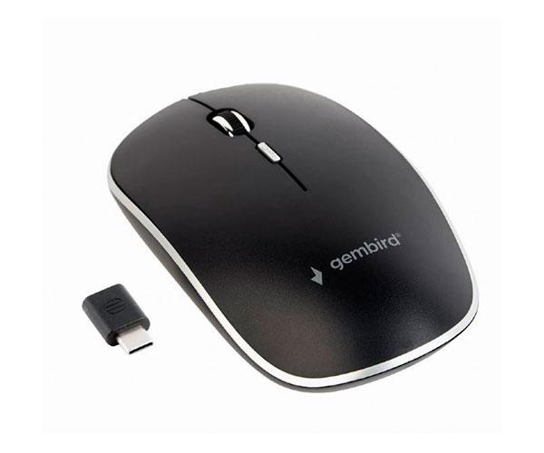 Raton óptico inalambrico Type-C Gembird / 4 Botones / 1600 Dpi / Negro/ Silencioso / MUSW-4BSC-01