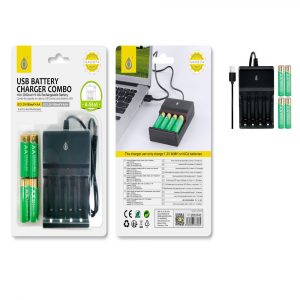 Cargador pilas USB AA - AAA (4x AA 2.850mah Incluidas)/ Indicador Luz / Negro / NA0374 / 2003742 / One+
