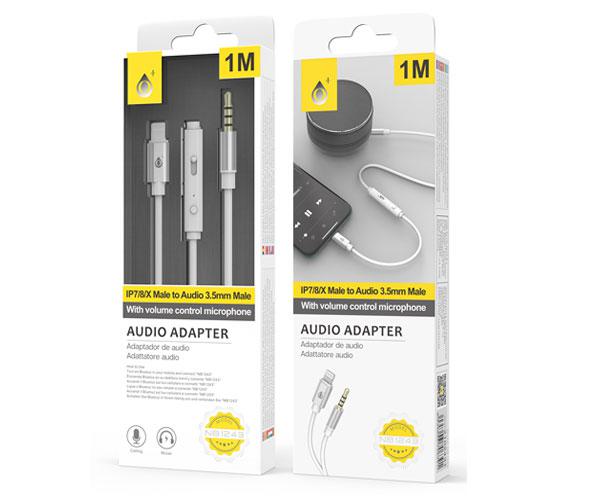 Cable adaptador de audio Iphone Lightning a Jack 3.5mm Macho Nb1243 / Control de volumen - microfono / 1m / Blanco - Imagen 2