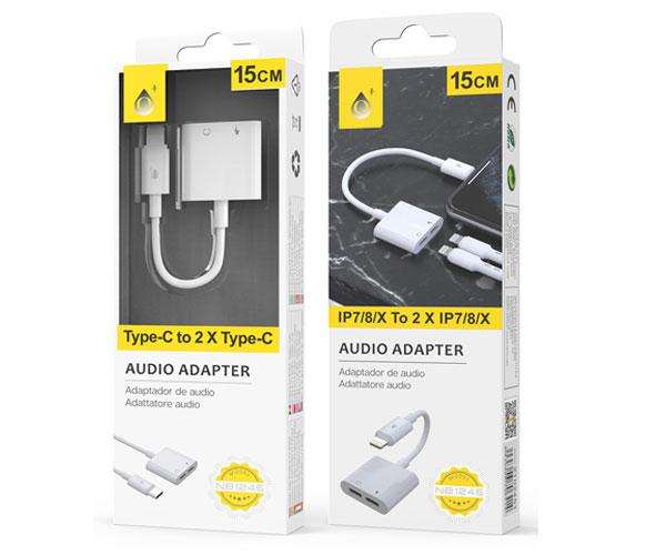 Cable adaptador de audio 2 en 1 Iphone Lightning Audio + Entrada de carga / Nb1245 / Blanco - Imagen 2
