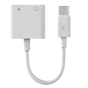 Cable adaptador de audio 2 en 1 Type-c a Jack 3.5mm Hembra + entrada carga / 2.4a / NB1247 / Blanco