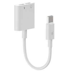 Cable adaptador de audio 2 en 1 Type-c audio + Type-c carga / 2.4a / Nb1248 / Blanco