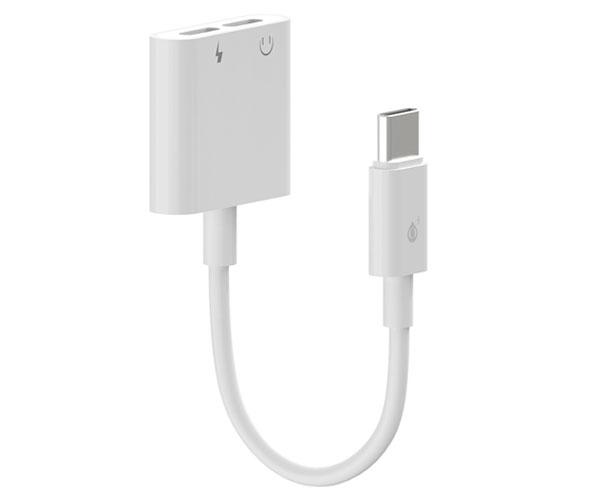 Cable adaptador de audio 2 en 1 Type-c audio + Type-c carga / 2.4a / Nb1248 / Blanco