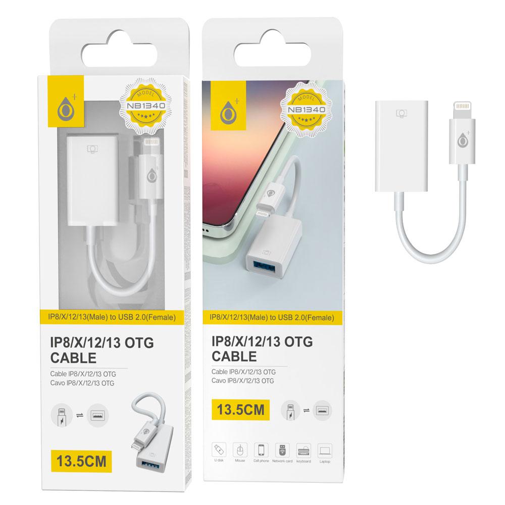 Adaptador OTG lightning a USB hembra / NB1340 / 13.5cm / Ipad 2 / Ipad Mini / Blanco / One +