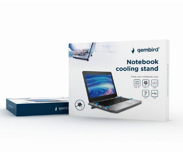 Base refrigeradora Gembird hasta 15 pulg./ Fan Silencioso 12cm / Usb / Led azul / NBS-1F15-04 - Imagen 5