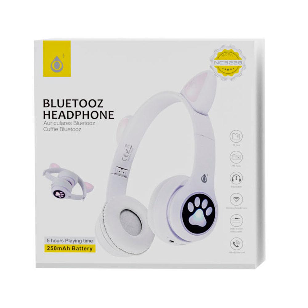 Auriculares Bluetooth Nc3228 Orejas de Gato Blanco / 250Mah / MP3 / Fm / MicroSd / Iluminacion Led / One+ - Imagen 2