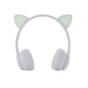 Auriculares Bluetooth Nc3228 Orejas de Gato Blanco / 250Mah / MP3 / Fm / MicroSd / Iluminacion Led / One+