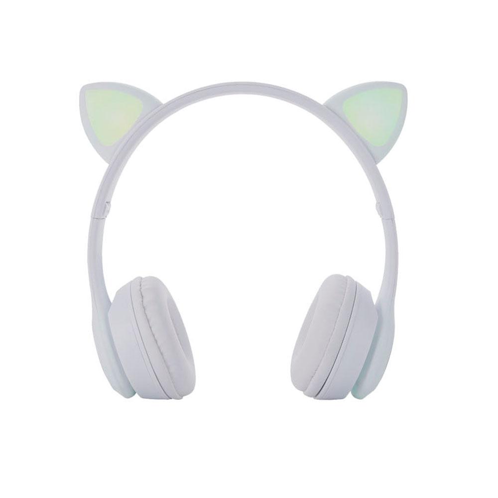 Auriculares Bluetooth Nc3228 Orejas de Gato Blanco / 250Mah / MP3 / Fm / MicroSd / Iluminacion Led / One+