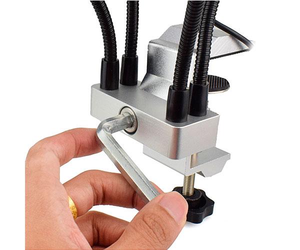 Soporte Soldadura Newacalox / 4 Brazos / Lampara Led con lupa - Imagen 4