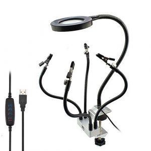Soporte Soldadura Newacalox / 4 Brazos / Lampara Led con lupa