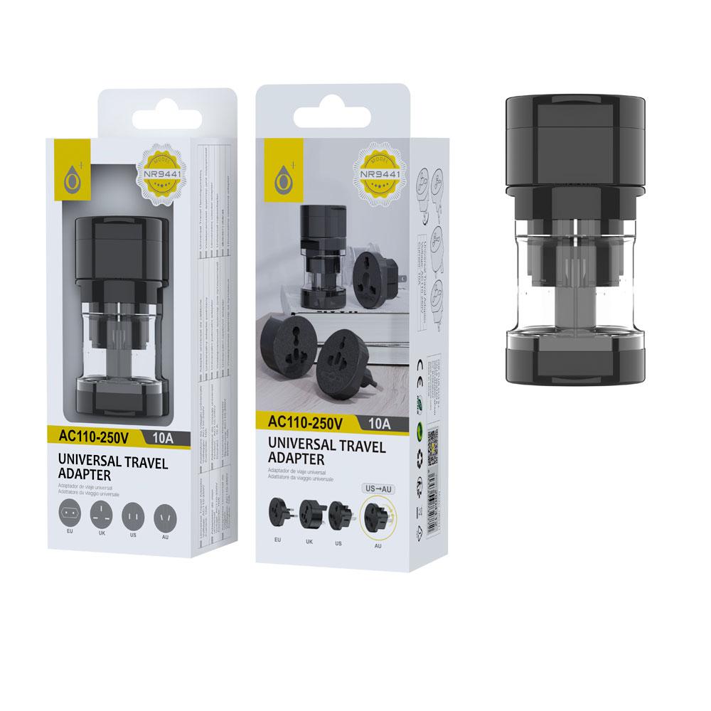 Adaptador enchufe internacional de viaje US/EU/UK/AU NR9441 / Negro / One + / 2904412