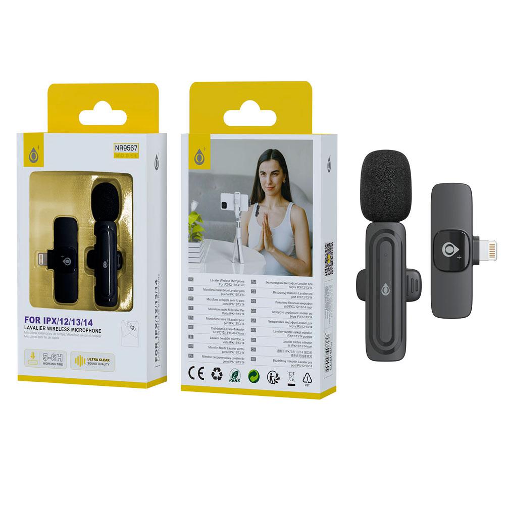 Microfono mini Bluetooth con clip NR9567 / Lightning / Bateria 60 mAh / Negro / One+ / 2905672