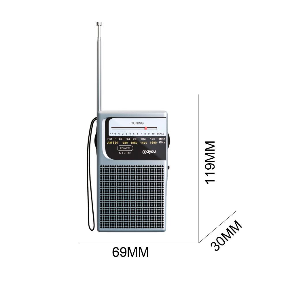 Radio portatil Am-Fm con Antena NT7018 / Altavoz externo / Jack 3.5mm / Negro / Mayou - Imagen 3