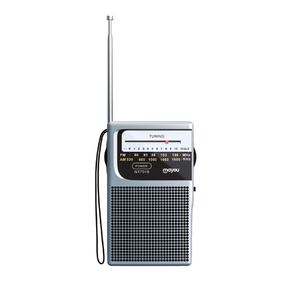 Radio portatil Am-Fm con Antena NT7018 / Altavoz externo / Jack 3.5mm / Negro / Mayou