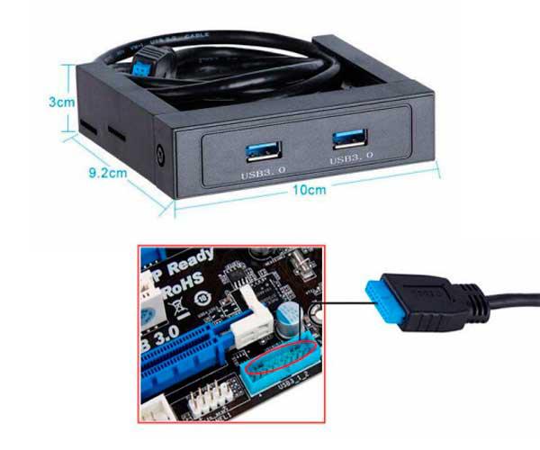 Panel frontal 3.5 USB 3.0 2 puertos / PFUSB3.0 - Imagen 2