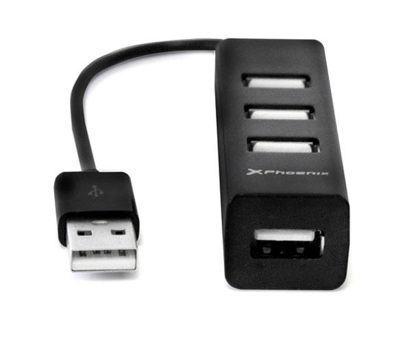 Hub 4 puertos USB 2.0 Phoenix / Diseño compacto / Negro / Ph4usbhub2 - Imagen 3