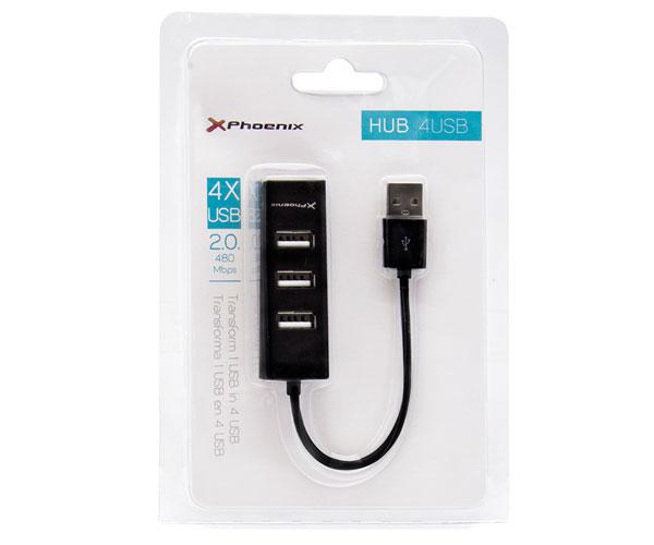 Hub 4 puertos USB 2.0 Phoenix / Diseño compacto / Negro / Ph4usbhub2 - Imagen 4