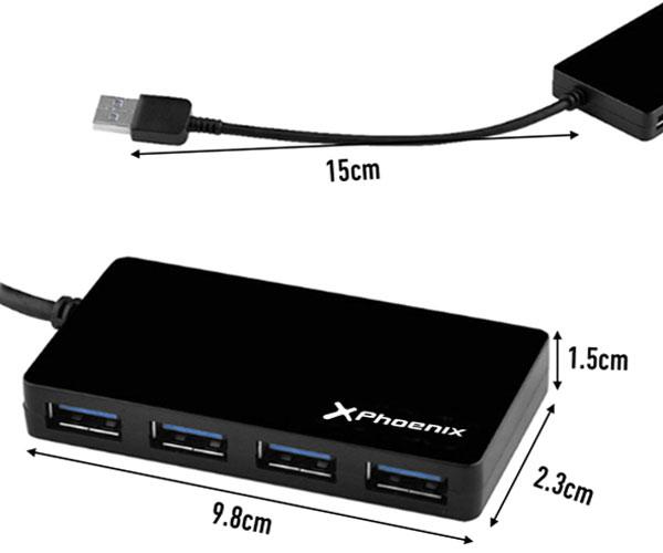 Hub 4 puertos USB 3.0 Phoenix Negro / PH4USBHUB3 - Imagen 2