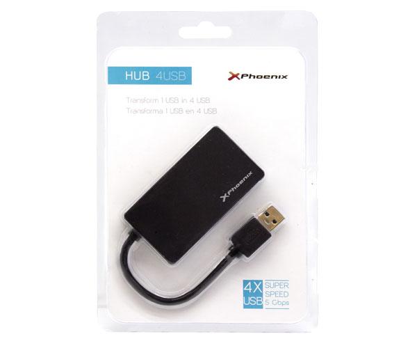 Hub 4 puertos USB 3.0 Phoenix Negro / PH4USBHUB3 - Imagen 4