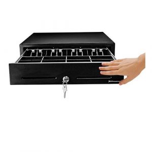 Cajon portamonedas Phoenix / 41cm / Apertura Manual con Boton / Compartimentos para Billetes 4 - Monedas 8 / Negro