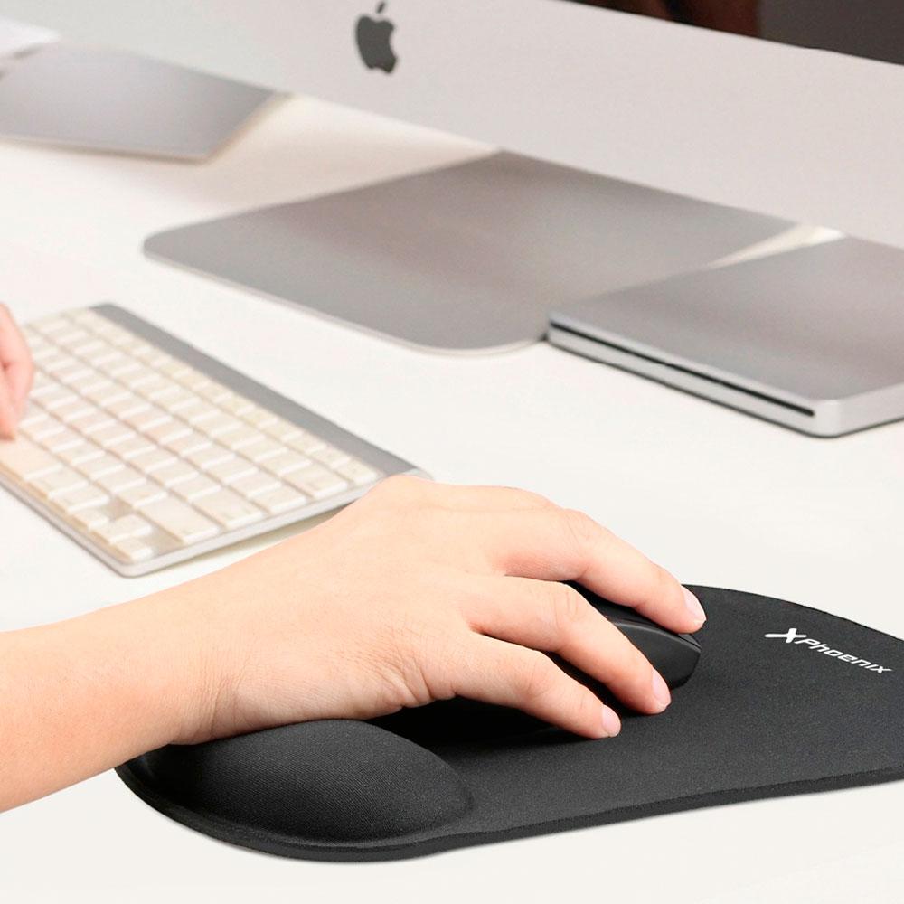 Alfombrilla con reposa muñecas gel Phoenix / Antideslizante / Negro / PHMOUSEPADWRIST - Imagen 4