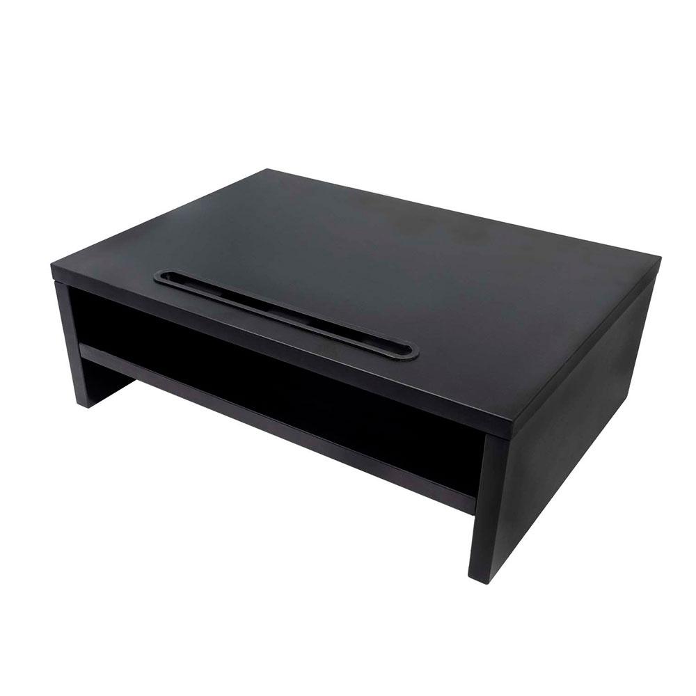 Elevador de monitor de madera Phoenix / 2 Alturas / Gestion de cables / Negro / PHWRAISER2B