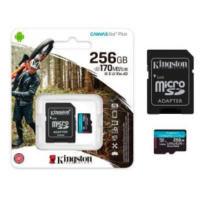 Micro sd xc Kingston Uhs-I U3 V30 256Gb Canvas Go Plus / 170mb/s / Clase 10 / Con adaptador / SDCG3/256GB