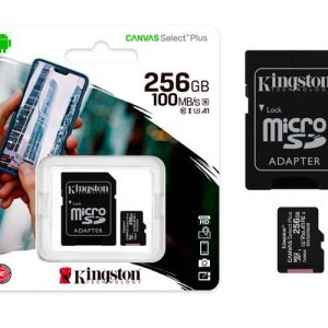 Micro sd xc Kingston Uhs-i 256Gb Canvas Select Plus 100mb/s clase 10  con adaptador SDCS2/256GB