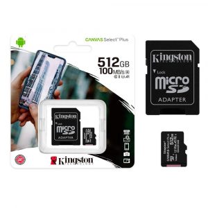 Micro sd xc Kingston Uhs-i 512Gb Canvas Select Plus 100mb/s clase 10  con adaptador SDCS2/512GB