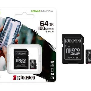 Micro sd hc Kingston uhs-i 64Gb Canvas Select Plus 100mb/s clase 10  con adaptador SDCS2/64GB