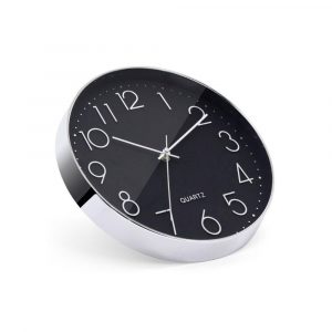 Reloj de pared SH0177 Negro - Plata / 25x25x4cm 10 / Silencioso / Bateria 1xAA / Mayou 5301770"