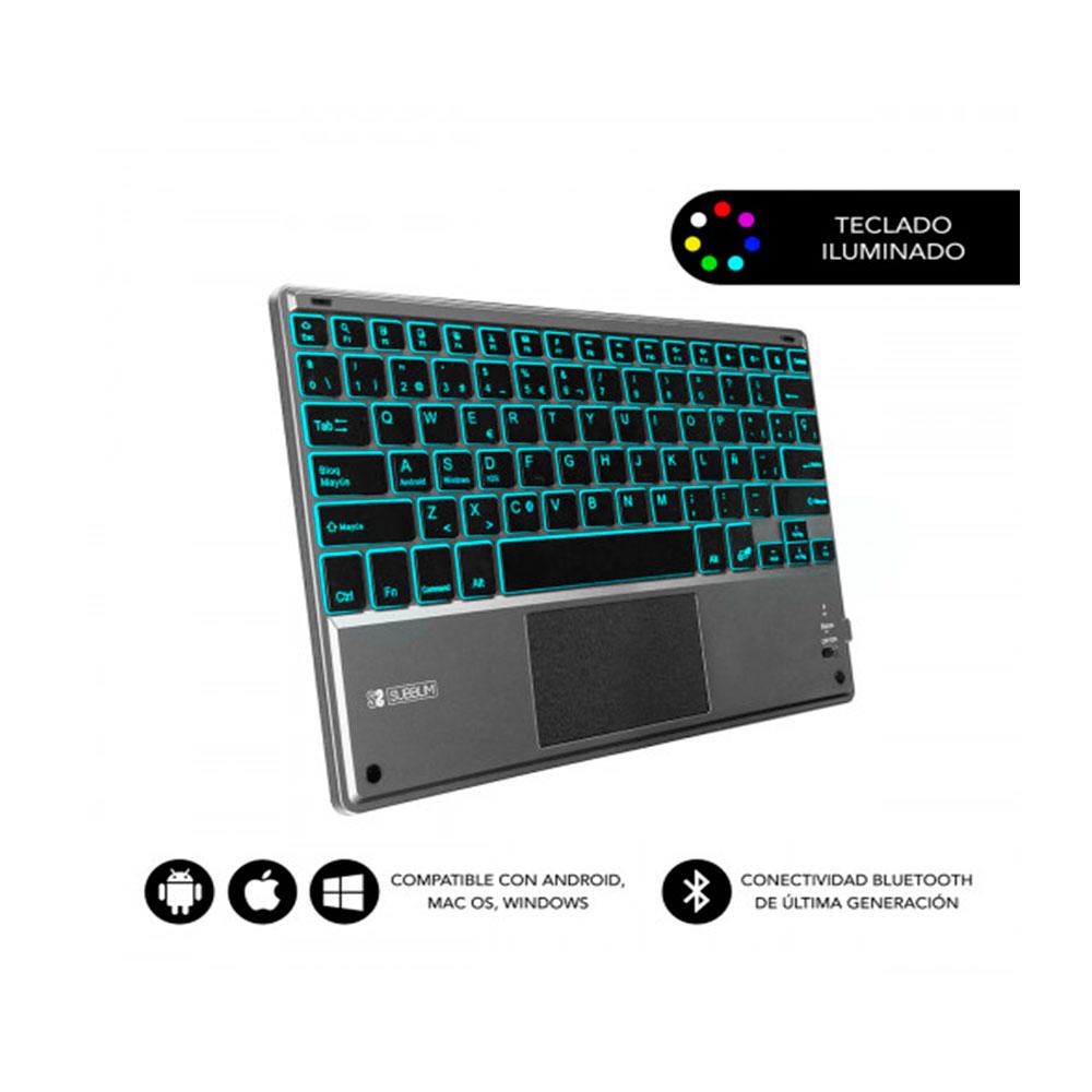 Teclado Bluetooth Subblim Smart / Retroiluminado / Touchpad / Gris / SUB-KBT-SMBT51