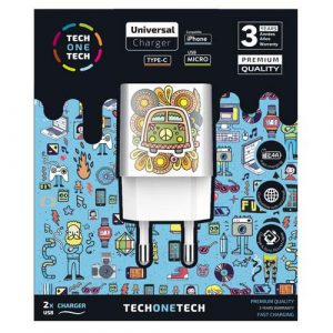 Cargador de red Usb x2 / 12w / Be Original Green Camper / TEC2503