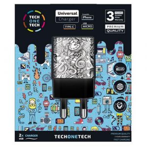 Cargador de red Usb x2 /12w / Be Original Art-Deco / TEC2602